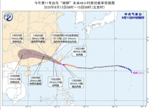 台风“杨柳”展望中午登陆